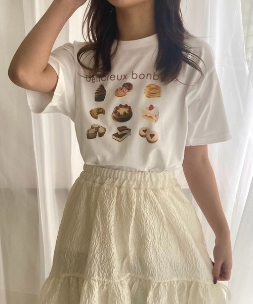 merrylatte（メリーラテ）の「『低身長用サイズあり』スイーツプリント半袖Tシャツ（Tシャツ/カットソー・レディース・ホワイト/A/B/C/D・SMALL/MEDIUM/X-SMALL）」の7枚目の写真