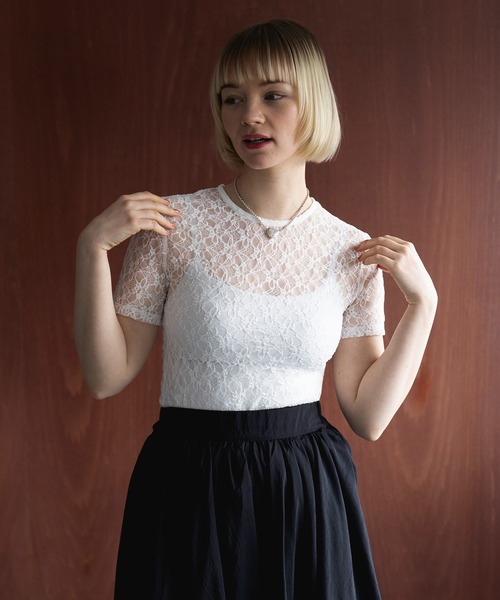 MAISON BREEZE reveur(メゾンブリーズレヴール)の「【MAISON BREEZE reveur】Flower lace T-shirt フラワーレースTシャツ(Tシャツ/カットソー・レディース・ホワイト/ブラック・FREE)」の16枚目の写真