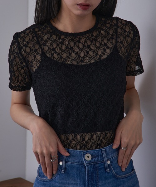 MAISON BREEZE reveur(メゾンブリーズレヴール)の「【MAISON BREEZE reveur】Flower lace T-shirt フラワーレースTシャツ(Tシャツ/カットソー・レディース・ホワイト/ブラック・FREE)」の10枚目の写真