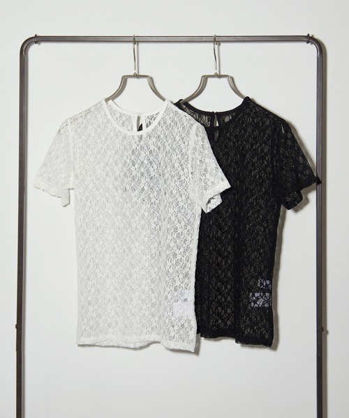 MAISON BREEZE reveur(メゾンブリーズレヴール)の「【MAISON BREEZE reveur】Flower lace T-shirt フラワーレースTシャツ(Tシャツ/カットソー・レディース・ホワイト/ブラック・FREE)」の4枚目の写真