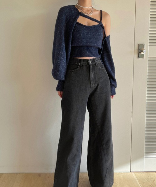 SUWDEE(スーディー)の「bustier bolero knit tops set(ニット/セーター・レディース・ネイビー・FREE)」の4枚目の写真