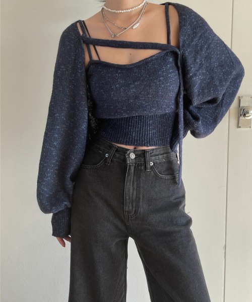 SUWDEE(スーディー)の「bustier bolero knit tops set(ニット/セーター・レディース・ネイビー・FREE)」の7枚目の写真