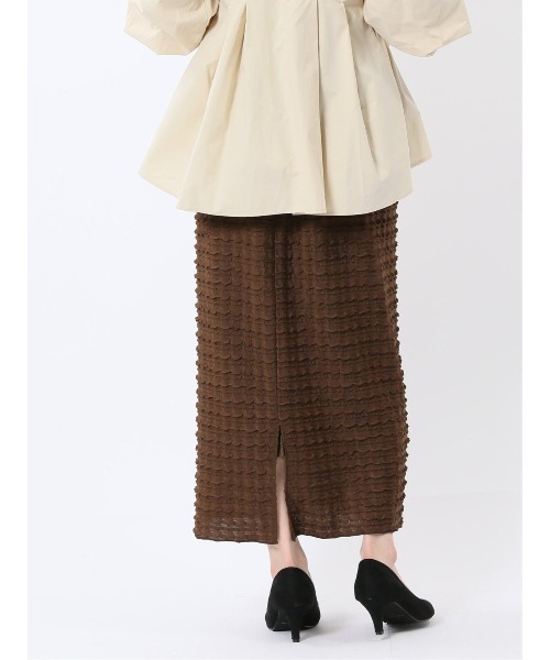 m.f.editorial(エムエフエディトリアル)の「【ストレッチ ウォッシャブル ウエストゴム】m.f.エディトリアル レディース フリル ロング タイト スカート(スカート・レディース・ダークウッド/ブラック/アイボリー・FREE)」の16枚目の写真