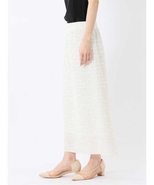 m.f.editorial(エムエフエディトリアル)の「【ストレッチ ウォッシャブル ウエストゴム】m.f.エディトリアル レディース フリル ロング タイト スカート(スカート・レディース・ダークウッド/ブラック/アイボリー・FREE)」の8枚目の写真