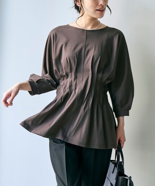 RONEL(ロネル)の「スムースウエストタック ハーフスリーブ プルオーバー(Tシャツ/カットソー・レディース・ブラック/モカ/ホワイト/ダークブラウン・S/M)」の3枚目の写真
