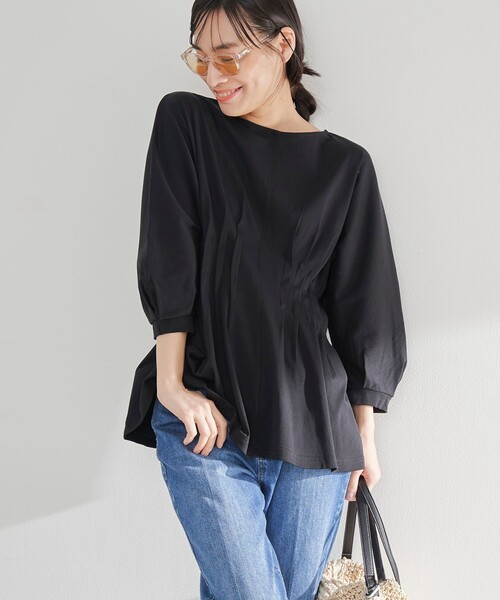 RONEL(ロネル)の「スムースウエストタック ハーフスリーブ プルオーバー(Tシャツ/カットソー・レディース・ブラック/モカ/ホワイト/ダークブラウン・S/M)」の2枚目の写真