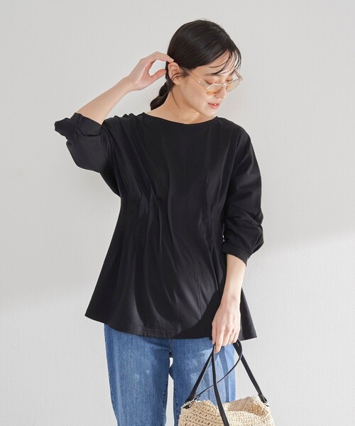 RONEL(ロネル)の「スムースウエストタック ハーフスリーブ プルオーバー(Tシャツ/カットソー・レディース・ブラック/モカ/ホワイト/ダークブラウン・S/M)」の7枚目の写真