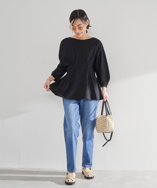 RONEL(ロネル)の「スムースウエストタック ハーフスリーブ プルオーバー(Tシャツ/カットソー・レディース・ブラック/モカ/ホワイト/ダークブラウン・S/M)」の12枚目の写真