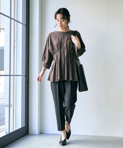 RONEL(ロネル)の「スムースウエストタック ハーフスリーブ プルオーバー(Tシャツ/カットソー・レディース・ブラック/モカ/ホワイト/ダークブラウン・S/M)」の13枚目の写真