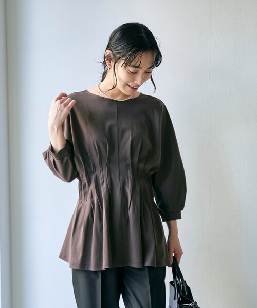 RONEL(ロネル)の「スムースウエストタック ハーフスリーブ プルオーバー(Tシャツ/カットソー・レディース・ブラック/モカ/ホワイト/ダークブラウン・S/M)」の14枚目の写真