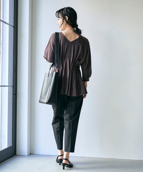 RONEL(ロネル)の「スムースウエストタック ハーフスリーブ プルオーバー(Tシャツ/カットソー・レディース・ブラック/モカ/ホワイト/ダークブラウン・S/M)」の16枚目の写真