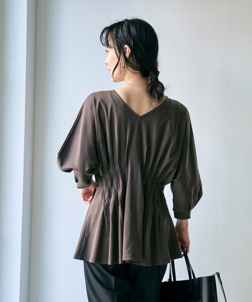 RONEL(ロネル)の「スムースウエストタック ハーフスリーブ プルオーバー(Tシャツ/カットソー・レディース・ブラック/モカ/ホワイト/ダークブラウン・S/M)」の18枚目の写真