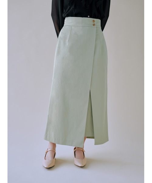 COHINA（コヒナ）の「ラップデザインハイウエストスカート 【低身長・小柄女性】（スカート・レディース・ブラック/ベージュ/グリーン・XS-Short/XS-Regular/S-Short/S-Regular）」の3枚目の写真