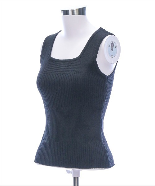 CLEAR BASIC（クリアベーシック）の「前後2wayタンクリブニットトップス[着回し力抜群 夏 肌見せ]≪SS新作≫（ニット/セーター・レディース・ブラック/オフホワイト・F）」の3枚目の写真
