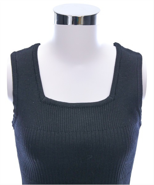 CLEAR BASIC（クリアベーシック）の「前後2wayタンクリブニットトップス[着回し力抜群 夏 肌見せ]≪SS新作≫（ニット/セーター・レディース・ブラック/オフホワイト・F）」の7枚目の写真