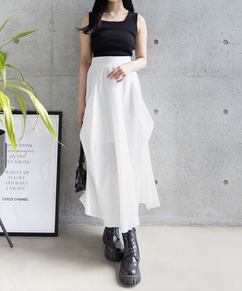 CLEAR BASIC（クリアベーシック）の「前後2wayタンクリブニットトップス[着回し力抜群 夏 肌見せ]≪SS新作≫（ニット/セーター・レディース・ブラック/オフホワイト・F）」の10枚目の写真