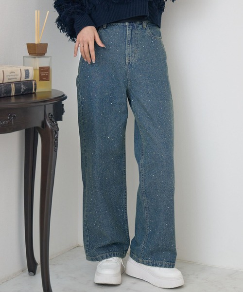 RETRO GIRL(レトロガール)の「ストーンパンツ(デニムパンツ・レディース・ダークブルー/ブルー/ブラック・SMALL/MEDIUM)」の1枚目の写真