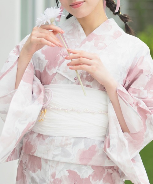 Dita 花柄浴衣セット ピンク系 ピンク花柄浴衣・帯セット 花柄浴衣・