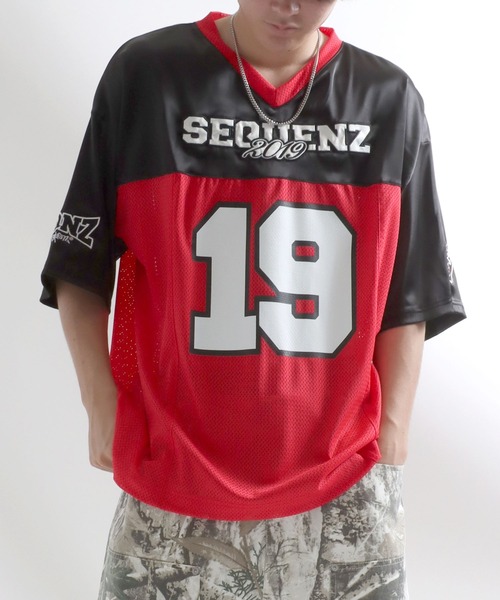 Salong hameu(サロン ハミュー)の「フットボールユニフォームTシャツ/ゲームシャツ メンズ レディース ユニセックス #ブロークコア(Tシャツ/カットソー・メンズ・カーキ/ネイビー/レッド/ブラック・LL/M/L)」の11枚目の写真
