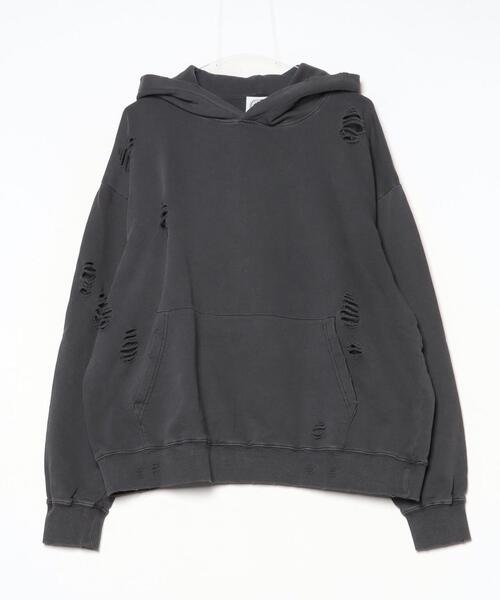 BEAVER（ビーバー）の「B omnivore/ビーオムニボー　綿裏毛ダメージフーディー（パーカー・メンズ・グレー/ブラック・XL/L/M）」の3枚目の写真