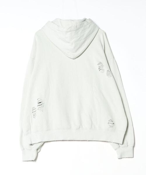 BEAVER（ビーバー）の「B omnivore/ビーオムニボー　綿裏毛ダメージフーディー（パーカー・メンズ・グレー/ブラック・XL/L/M）」の4枚目の写真