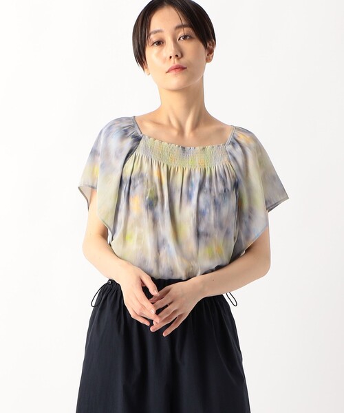 セール】【セットアップ対応】強撚割繊アートプリント タック