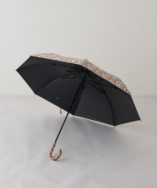 新品未使用　ウィムガゼット　晴雨兼用折り畳み傘　グレー×ゼブラ 晴雨兼用】レオパード楽折り傘（折りたたみ傘）｜Whim Gazette