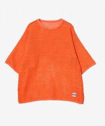 パンチング／穴あき／メッシュ／ カットソー ベア付き 長袖トップス オレンジ パンチング／穴あき／メッシュ／ カットソー ベア付き 長袖