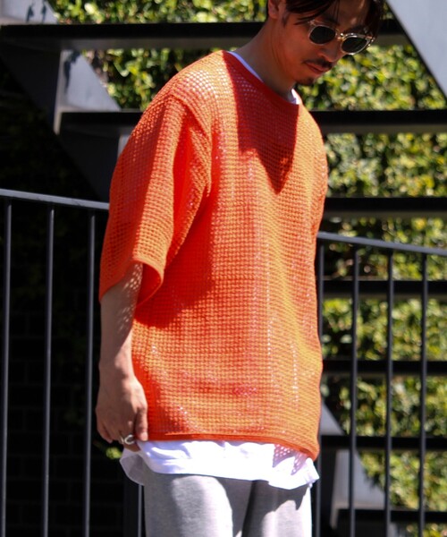 ARMY TWILL（アーミーツイル）の「【ARMY TWILL/アーミーツイル】Cotton Mesh Tee コットンメッシュTシャツ（Tシャツ/カットソー・メンズ・オレンジ/アイボリー/ブラック/ブルー・S/M/L）」の8枚目の写真