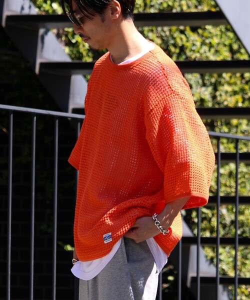 ARMY TWILL（アーミーツイル）の「【ARMY TWILL/アーミーツイル】Cotton Mesh Tee コットンメッシュTシャツ（Tシャツ/カットソー・メンズ・オレンジ/アイボリー/ブラック/ブルー・S/M/L）」の10枚目の写真