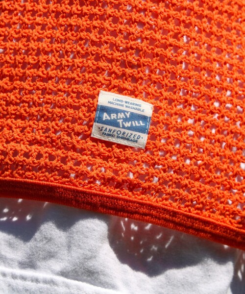 ARMY TWILL（アーミーツイル）の「【ARMY TWILL/アーミーツイル】Cotton Mesh Tee コットンメッシュTシャツ（Tシャツ/カットソー・メンズ・オレンジ/アイボリー/ブラック/ブルー・S/M/L）」の12枚目の写真
