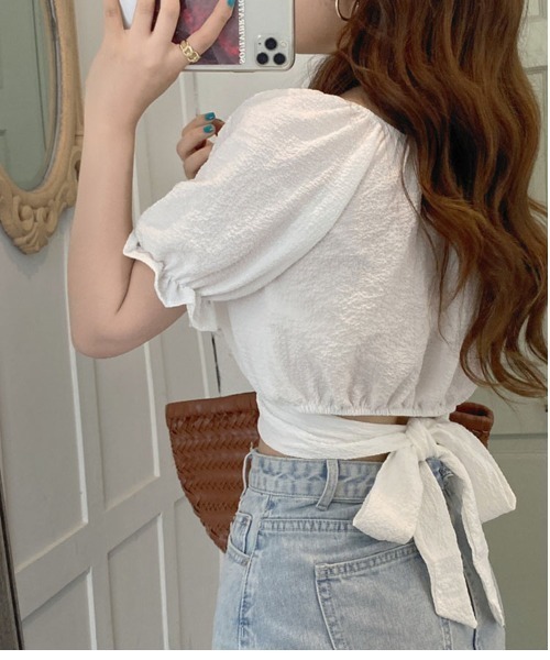 shoppinggo（ショッピングゴー）の「新作ブラウス風 バックリボン（シャツ/ブラウス・レディース・ホワイト/ブラック・M）」の2枚目の写真