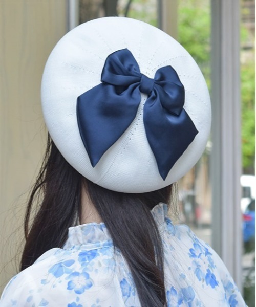 axes femme（アクシーズファム）の「リボンデザインサーモベレー（ハンチング/ベレー帽・レディース・ブラック/ベージュ/ホワイト・FREE）」の4枚目の写真