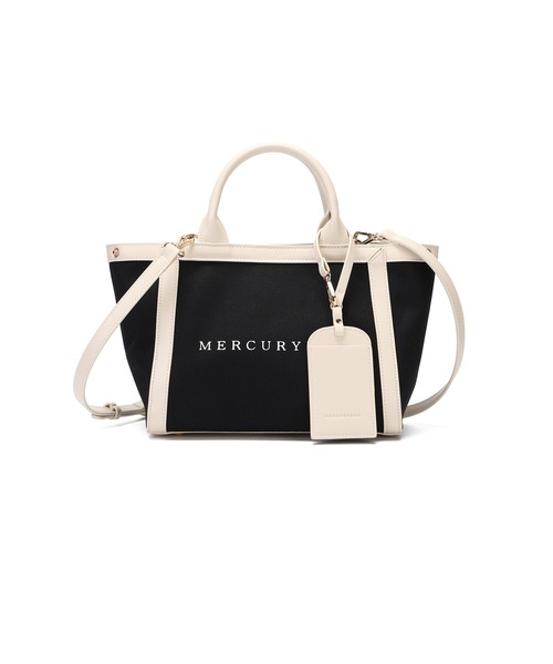 MERCURYDUO(マーキュリーデュオ)の「【MERCURYDUO/マーキュリーデュオ 】 軽量キャンバスロゴ 2wayトートバッグ(トートバッグ・レディース・ブラック×ホワイト/ホワイト×ブラック・FREE)」の5枚目の写真