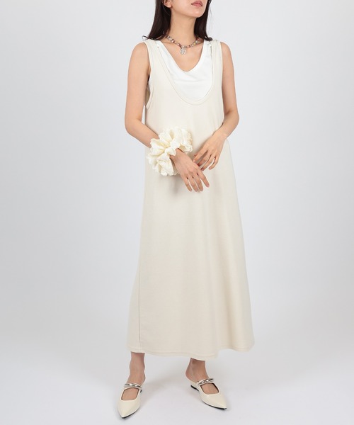 SUWDEE(スーディー)の「layered sleeveless long dress(ワンピース・レディース・ブラック/アイボリー/グレー・FREE)」の4枚目の写真