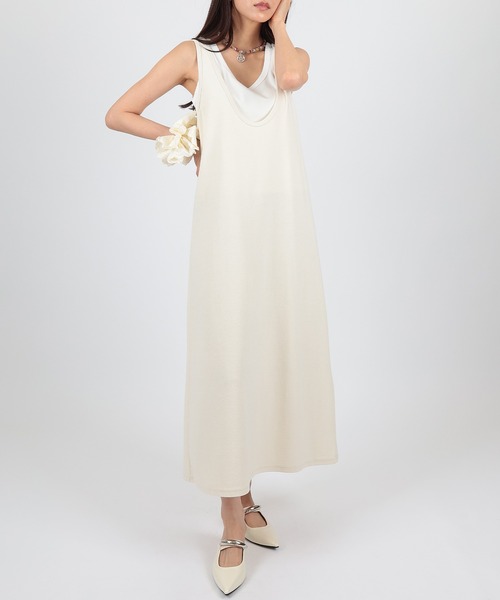 SUWDEE(スーディー)の「layered sleeveless long dress(ワンピース・レディース・ブラック/アイボリー/グレー・FREE)」の6枚目の写真