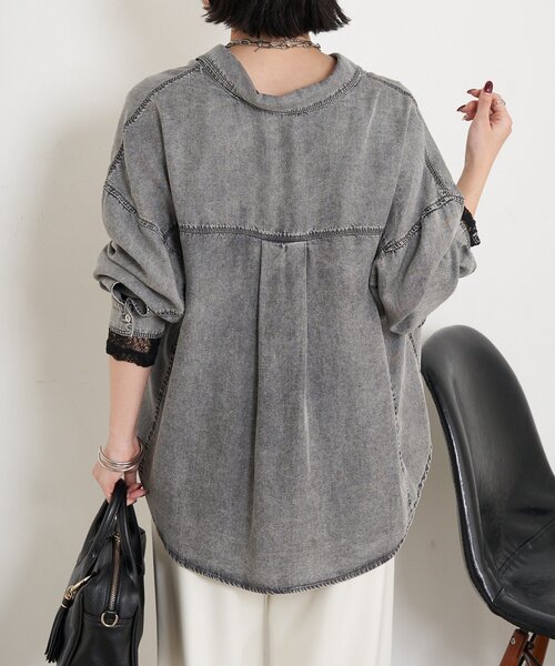 Jena espace merveilleux（ジェナ　エスパスメルヴェイユ）の「【待望のサイズ展開！シリーズ累計販売枚数1万枚突破！】テンセルデニムシャツ（シャツ/ブラウス・レディース・サックスブルー/グレー/ブルー・FREE/1）」の17枚目の写真