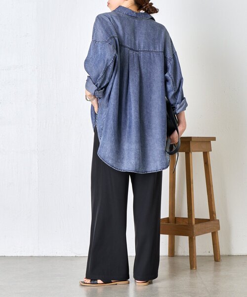 新品 ジェナ エスパスメルヴェイユ テンセルデニムシャツ ブルー Jena espace merveilleux（ジェナ エスパスメルヴェイユ）の