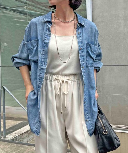 ジェナ　エスパスメルヴェイユ 大人気リバイバル テンセルデニムシャツ 販売後即完売】【夏も着れる】テンセルデニムシャツ（シャツ
