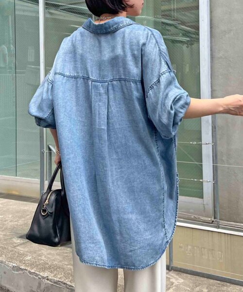 Jena espace merveilleux（ジェナ　エスパスメルヴェイユ）の「【累計販売数1万枚突破！/サラッと快適】テンセルデニムシャツ（シャツ/ブラウス・レディース・サックスブルー/グレー/ブルー・FREE/1）」の19枚目の写真