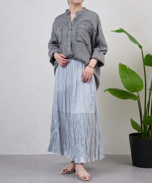 Jena espace merveilleux（ジェナ　エスパスメルヴェイユ）の「【累計販売数1万枚突破！/サラッと快適】テンセルデニムシャツ（シャツ/ブラウス・レディース・サックスブルー/グレー/ブルー・FREE/1）」の7枚目の写真