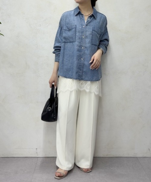 Jena espace merveilleux（ジェナ　エスパスメルヴェイユ）の「【累計販売数1万枚突破！/サラッと快適】テンセルデニムシャツ（シャツ/ブラウス・レディース・サックスブルー/グレー/ブルー・FREE/1）」の12枚目の写真