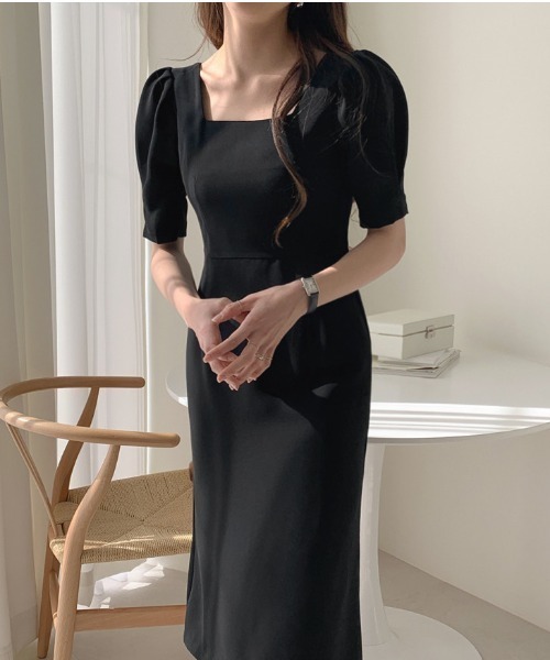 FREE STYLISTS（フリー スタイリスト）の「YUGA_YGMC　Square neck puff sleeve dress（ワンピース・レディース・ブラック・M/L）」の3枚目の写真