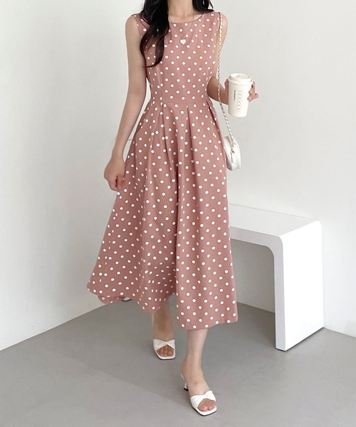 セール】ノースリーブドット柄ワンピース（ワンピース）｜Girly