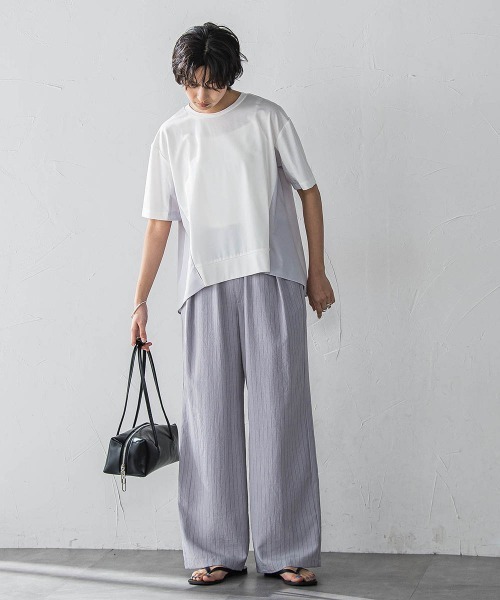 MAYSON GREY(メイソングレイ)の「異素材コンビネーション半袖プルオーバー≪洗濯機で洗える≫(Tシャツ/カットソー・レディース・ホワイト/ブラック/ブルー・M)」の20枚目の写真