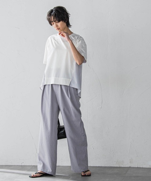 MAYSON GREY(メイソングレイ)の「異素材コンビネーション半袖プルオーバー≪洗濯機で洗える≫(Tシャツ/カットソー・レディース・ホワイト/ブラック/ブルー・M)」の21枚目の写真
