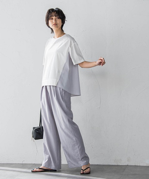 MAYSON GREY(メイソングレイ)の「異素材コンビネーション半袖プルオーバー≪洗濯機で洗える≫(Tシャツ/カットソー・レディース・ホワイト/ブラック/ブルー・M)」の22枚目の写真