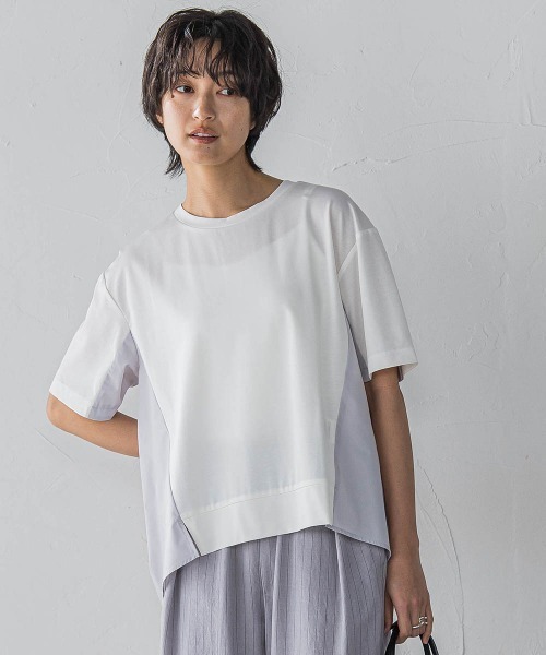 MAYSON GREY(メイソングレイ)の「異素材コンビネーション半袖プルオーバー≪洗濯機で洗える≫(Tシャツ/カットソー・レディース・ホワイト/ブラック/ブルー・M)」の19枚目の写真
