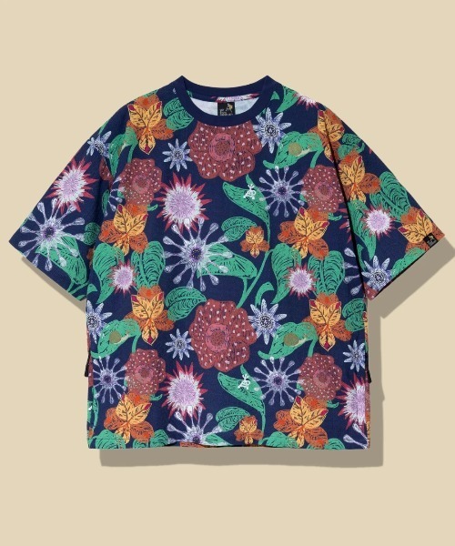 ストレッチサッカー 総柄プリント 半袖TEE（Tシャツ/カットソー