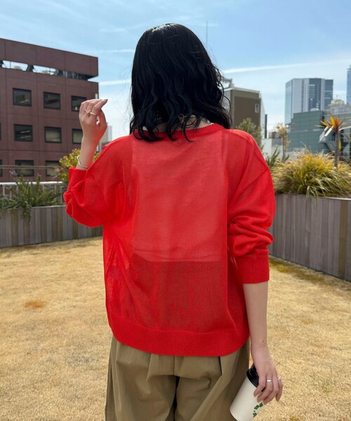 fredy emue(フレディエミュ)の「【GEVACO/ゲバコ】シアーカーディガン(カーディガン/ボレロ・レディース・レッド/ライトグレー/オフホワイト/ブラック・38)」の18枚目の写真